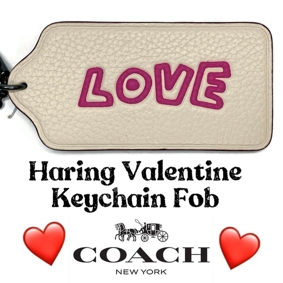 Coach LOVE Haring Keychain Fob Valentine’s Day NWT - Picture 1 of 2